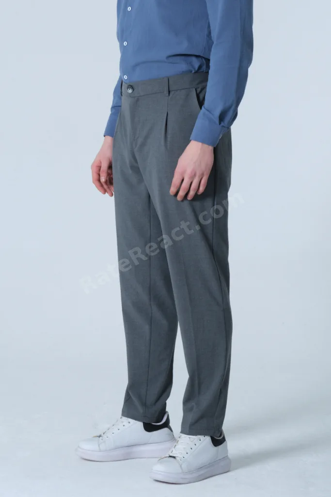 Büyük Beden Regular Fit Pileli Koyu Gri Erkek Kumaş Pantolon