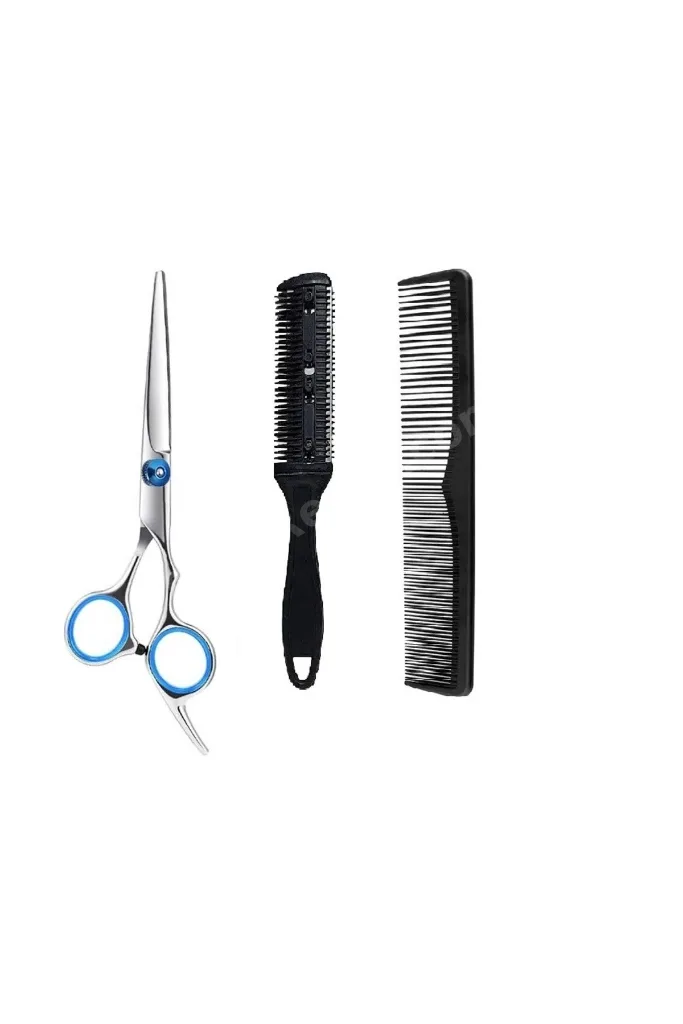3 Parça 6 Inç 16 Cm Profesyonel Berber Kuaför Saç Bıyık Makas Set Düz Makas Jiletli Tarak Taraklar