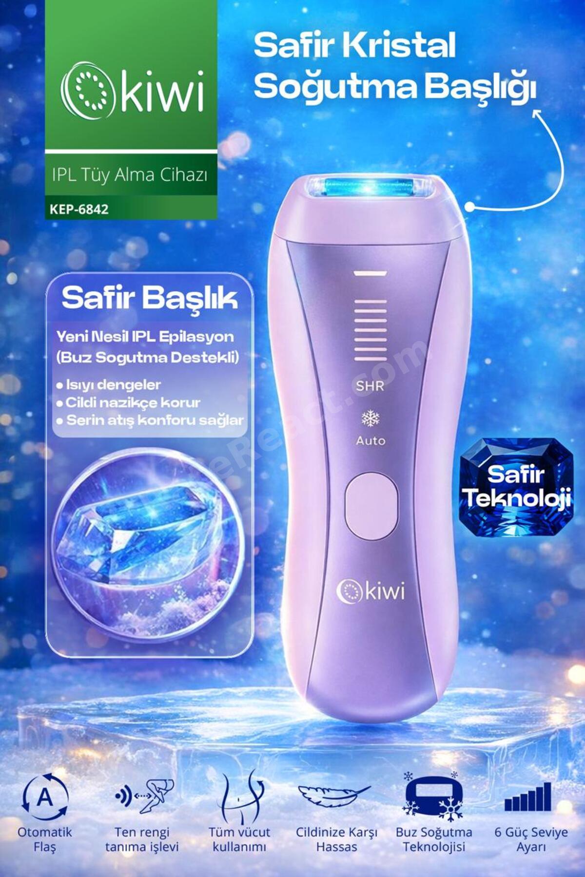 Ipl Lazer Epilasyon Aleti Sapphire Buz Başlık Seri Atış ve Cilt Tanıma KEP-6842