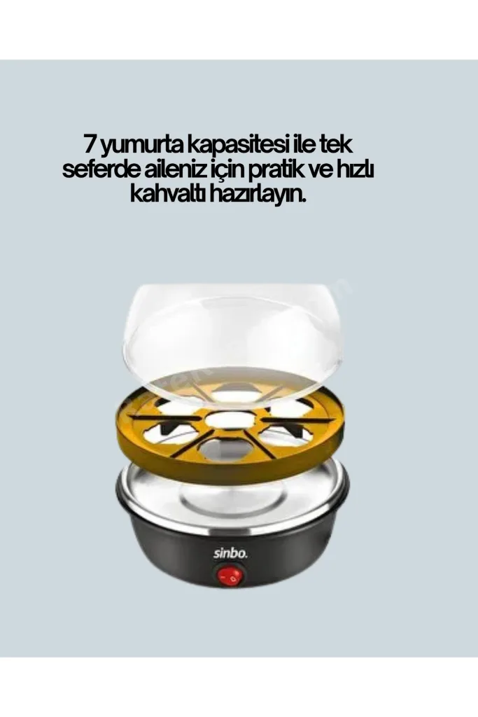 7 Yumurta Kapasiteli Buharlı Yumurta Pişirme Cihazı Sesli Uyarılı