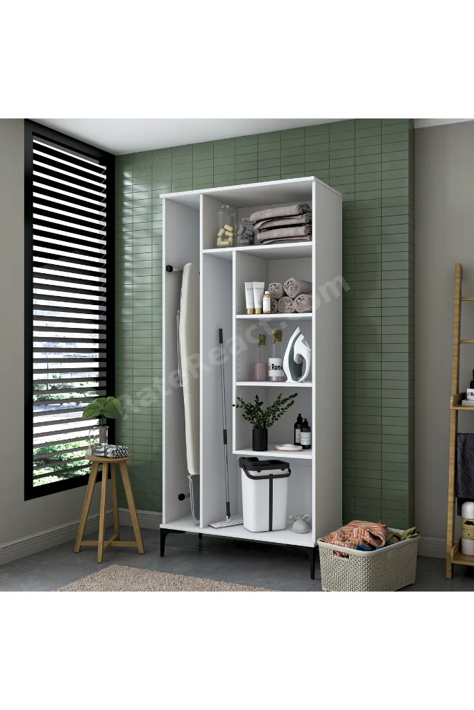 Rani KC104 Banyo Dolabı 2 Kapaklı 4 Raflı Çok Amaçlı Dolap Beyaz