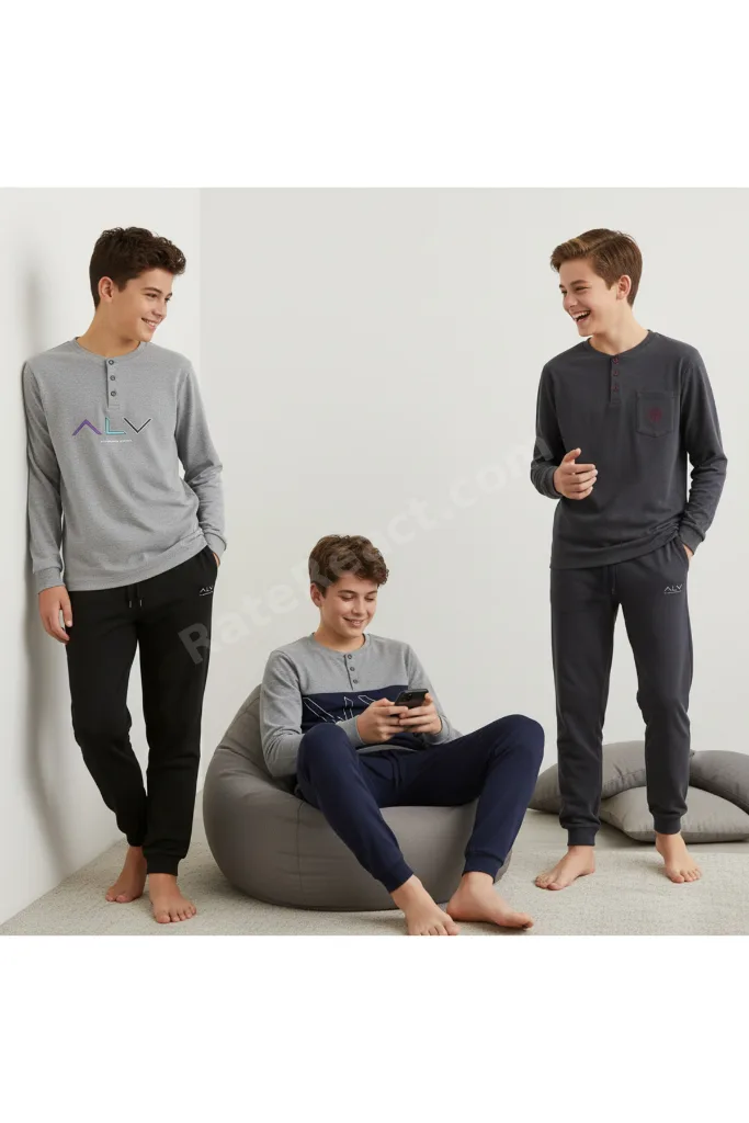 Genç Erkek Pamuklu 3 Adet 2'li Pijama Takımı BB2488