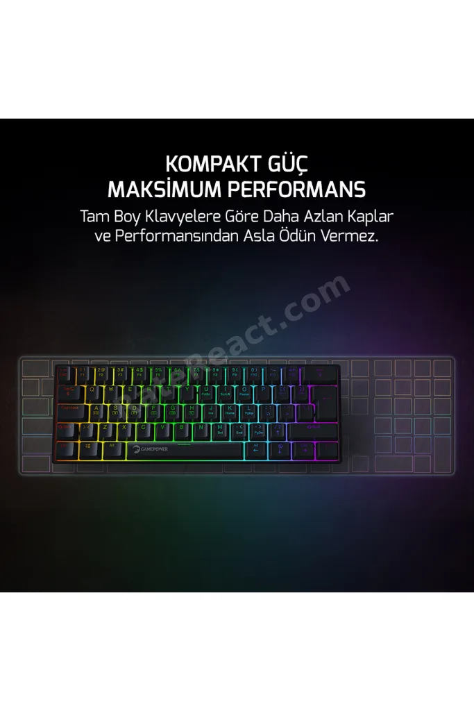 Lyra RGB 60M 62Tuş Siyah Mekanik Kablolu Blue Switch Klavye - 3 Yıl Garantili