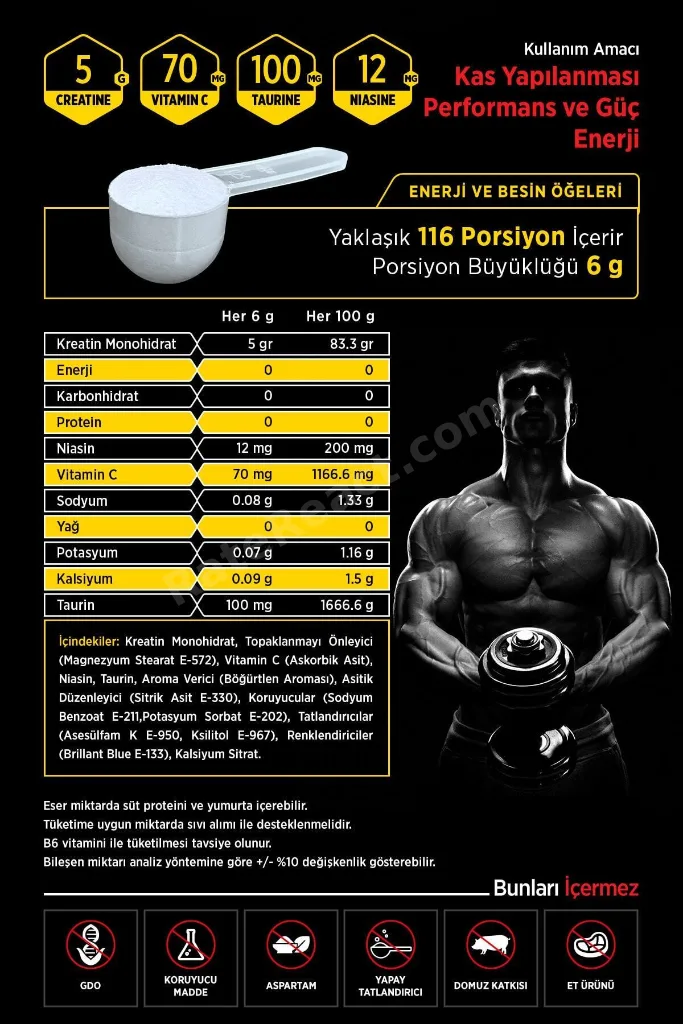 Creatine Ultimate 700 G (BÖĞÜRTLEN AROMALI) 2 Adet Hediye