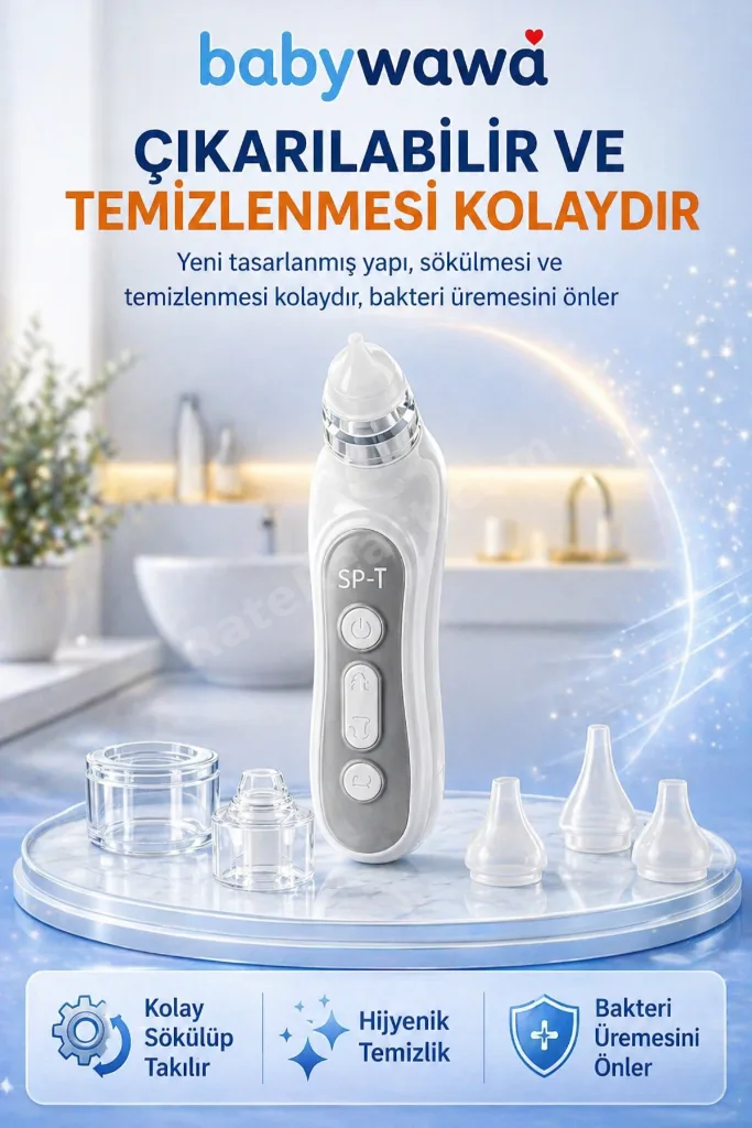 H-031 Şarjlı Kendini Temizleyen 5 Kademe Burun Aspiratörü 0-12 Yaş Işıklı Müzikli Nasal Aspiratör