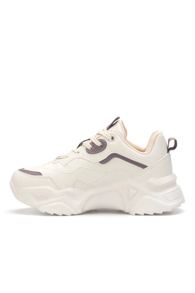 DS.PMD239K2110 Bej Mor Kadın Sneaker Günlük Spor Ayakkabı