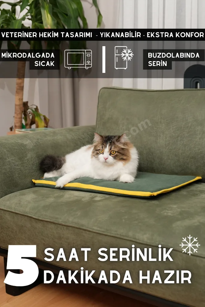 Serin (60X40CM) - 4 Mevsim Kedi/ Köpek Matı, Sıcak Veya Soğuk Kullanılabilen Minder Yatak