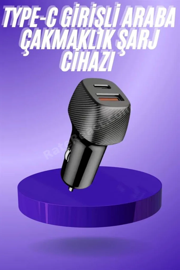 38W USB Type-C Girişli Oto Çakmaklık Araç İçi Hızlı Şarj Çakmaklık Şarj Aleti