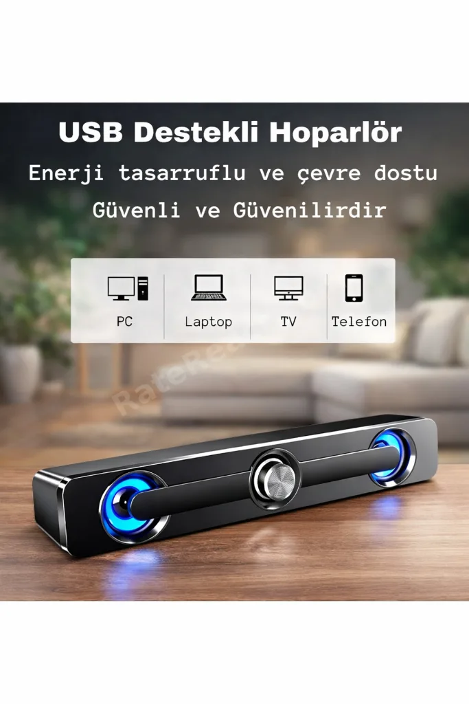 SADA V-111 Güçlü Baslı Kablolu Soundbar USB TV PC Stereo Ses Sistemi 3.5mm