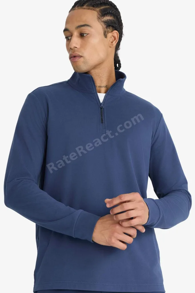 Standart Fit Dik Yaka Yarım Fermuarlı Polar Sporcu Sweatshirt F2302AX25WN