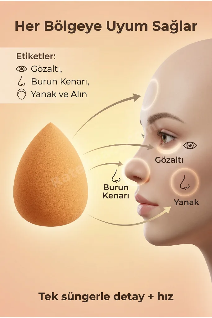 5’li Makyaj Süngeri Seti Fondöten ve Pudra Süngeri