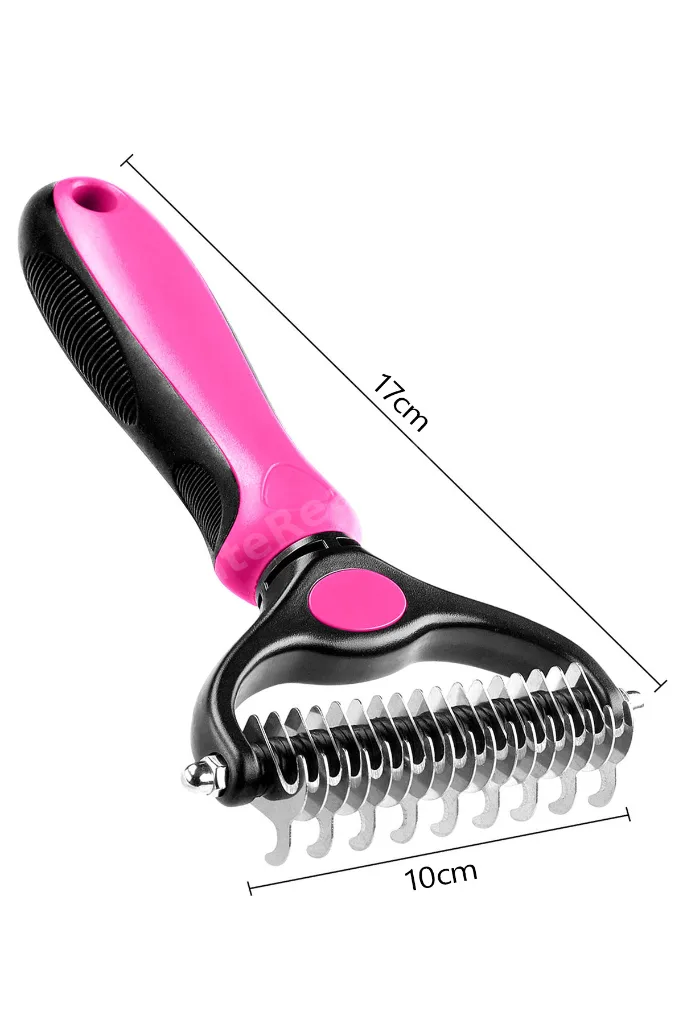 Plastik Saplı Ergonomik Metal Uçlu Kedi Köpek Kıtık Tüy Topak Açıcı Tarak Tüy Bakım Tarağı 1 Adet