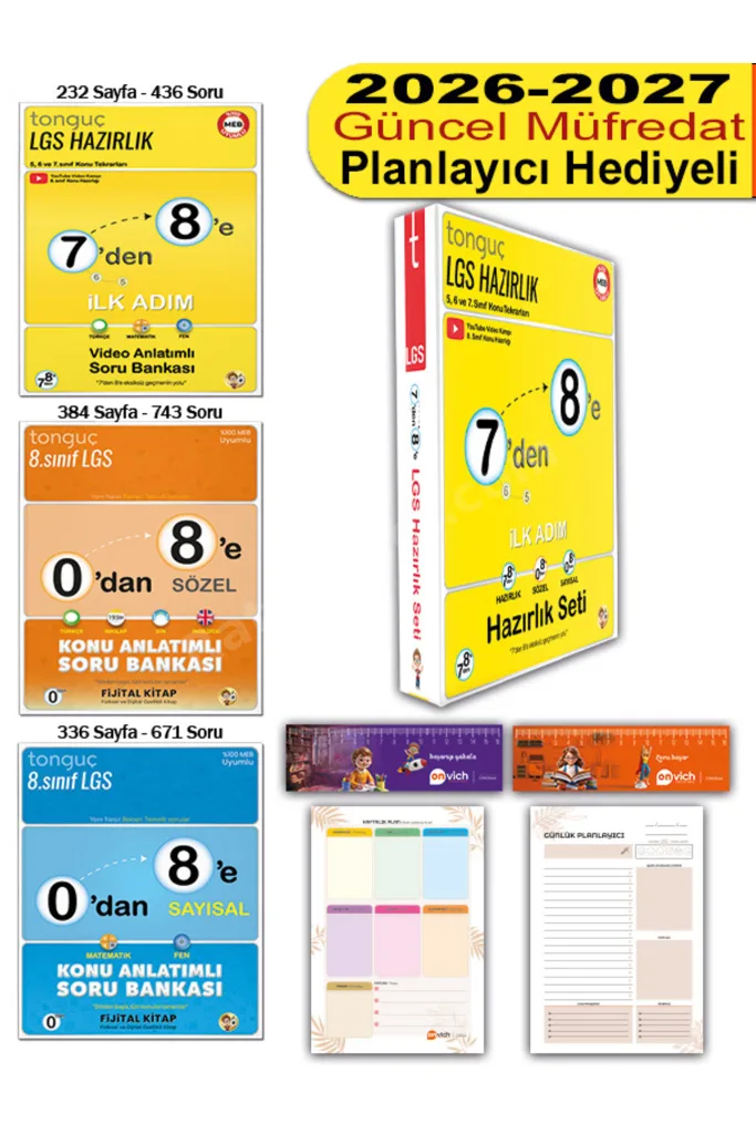 8. Sınıf 7 Den 8 E Hazırlık Yaz Tatili Tekrar Seti - 0 Dan 8 E Hazırlık Tüm Dersler Set 3 Kitap