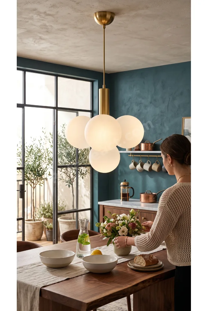Vira Modern 4lü Avize Salon Mutfak Eskitme Metal Cam Glop Sarkıt Lamba E27 Duylu Siyah Aydınlatma