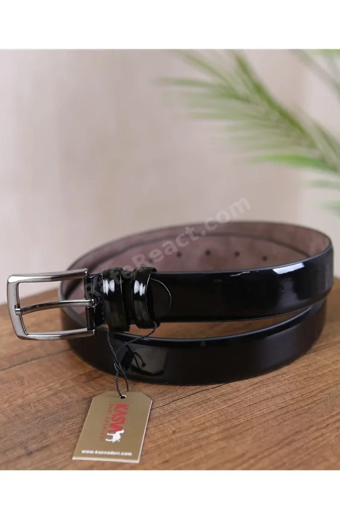 3.5 Cm Siyah Rugan Düz Suni Klasik Kemer