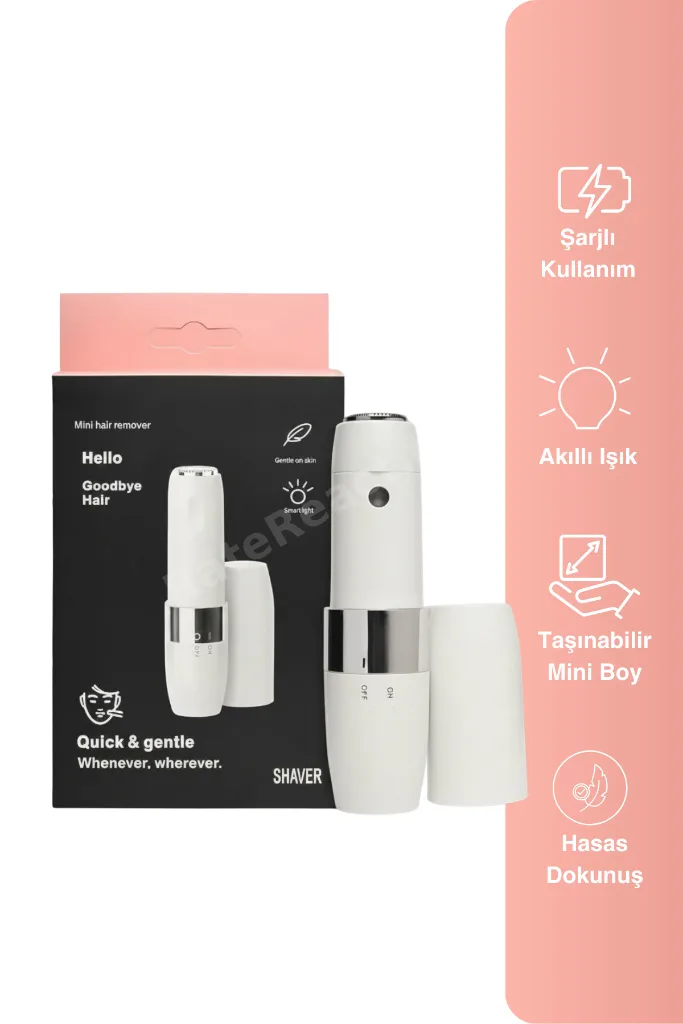 Şarjlı Yüz Tüy Alma Makinesi | Mini & Kablosuz Epilatör | LED Işıklı | Temizleme Fırçalı