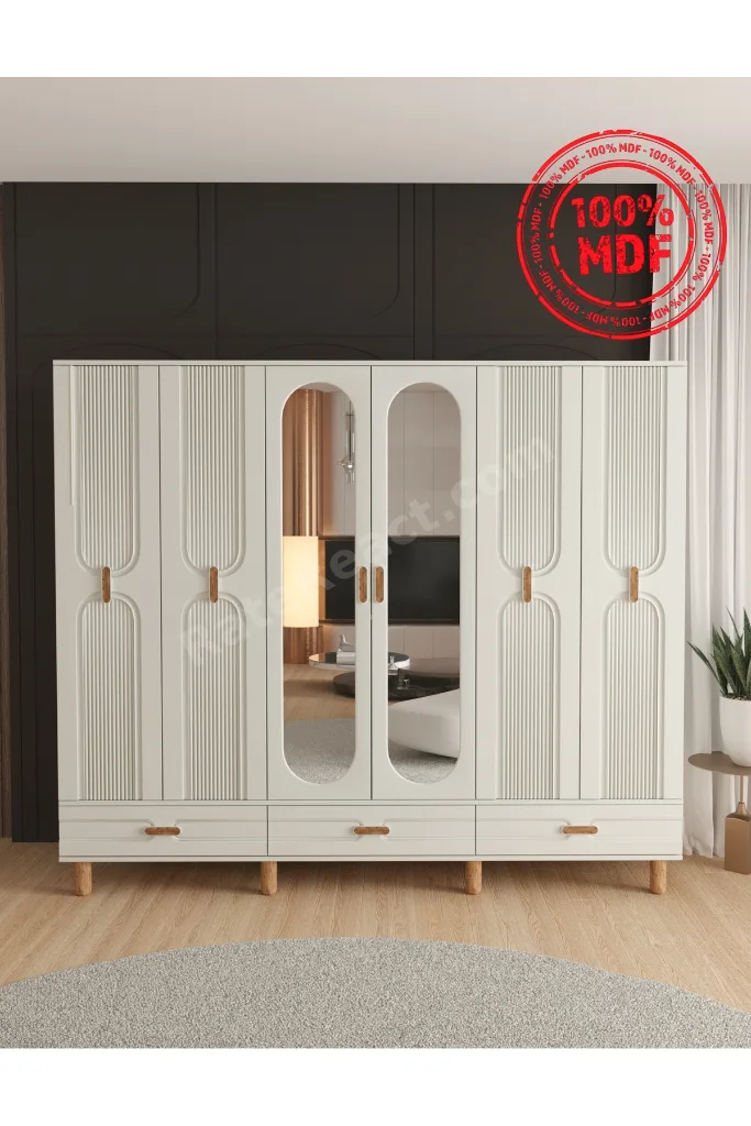 VENÜS 6 KAPAKLI ÇEKMECELİ GARDIROP - TAMAMI MDF