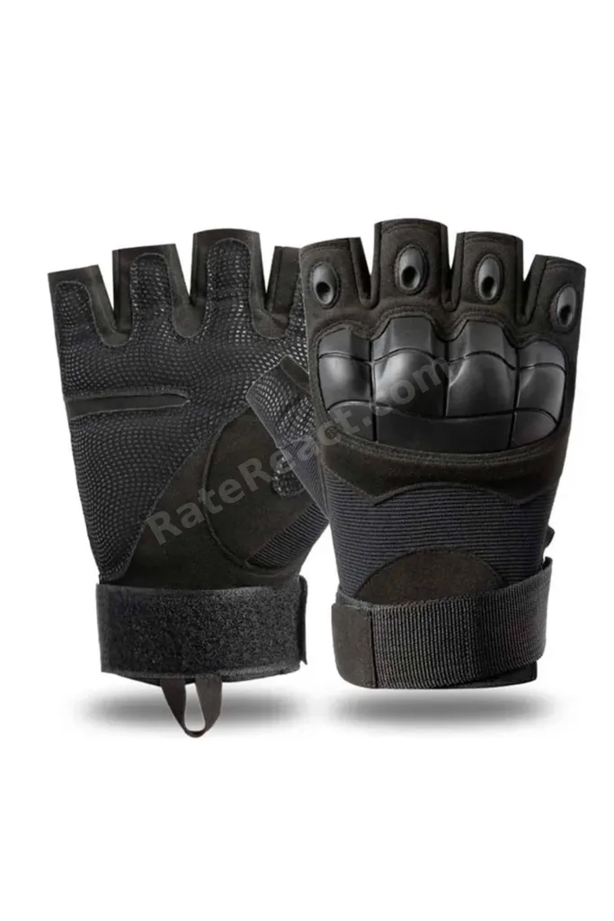 Siyah Kısa Kemikli Taktik Eldiven - Yarım Parmak Tactical Eldiven