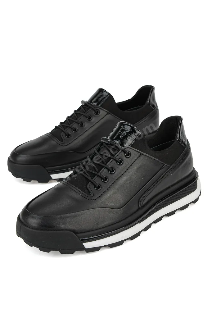 , Erkek Hakiki Deri Sneaker 1611053Z17602 Siyah