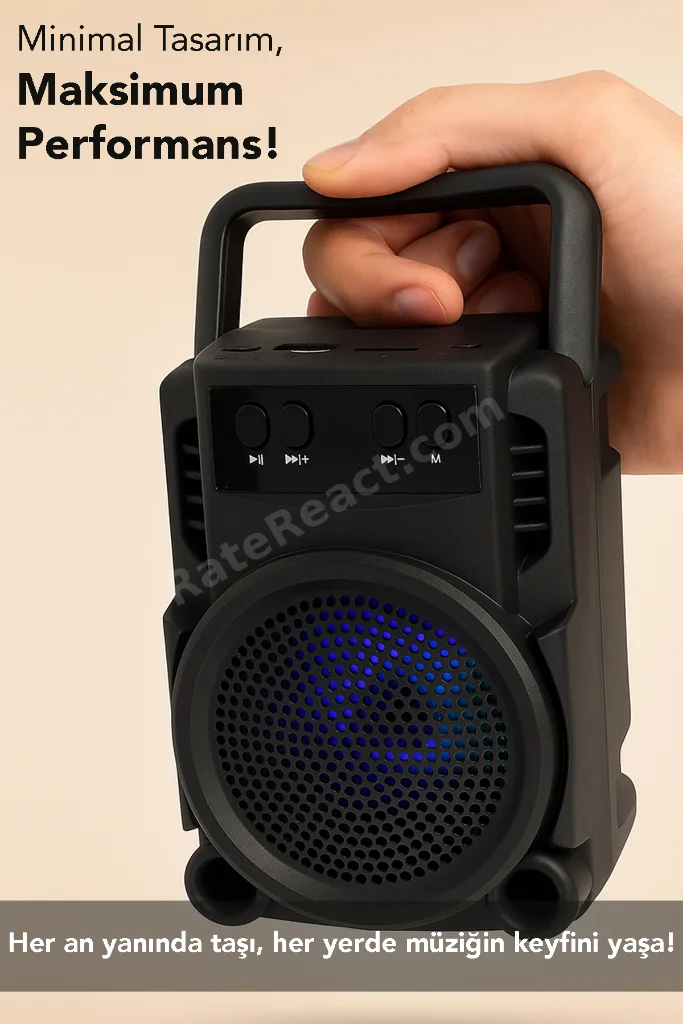 1057 Işıklı Bluetooth Hoparlör Ses Bombası Yüksek Ses Fm Yeni 2024