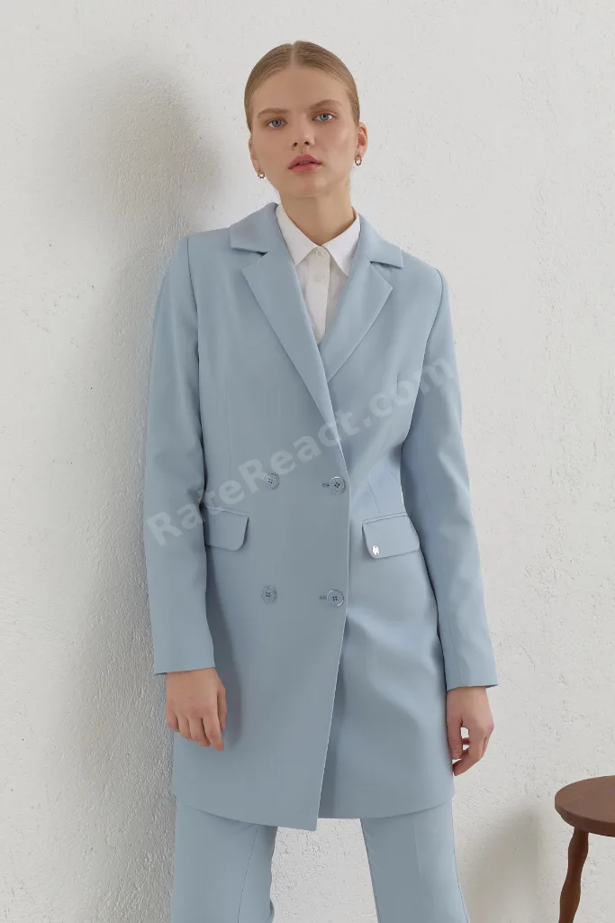 Kruvaze Blazer Ceket - Açık Mavi