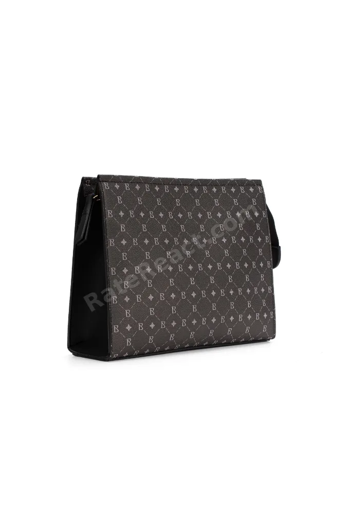 Kadın Siyah Monogram Portföy Clutch Çanta