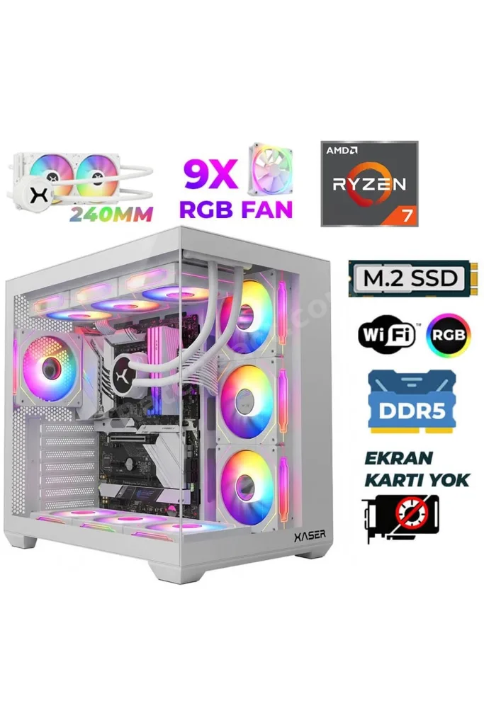 Raze X240 Ryzen 7 9800X3D 16GB DDR5 Ram 1TB M.2 NVMe SSD Sıvı Soğutmalı Hazır Tavsiye Sistem