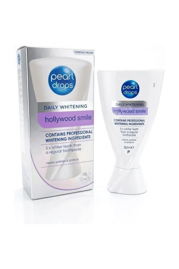 Pearl Drops Hollywood Smile Beyazlatıcı Diş Macunu, Aktif Oksijen ve İnci Tozu İçerikli, SLS