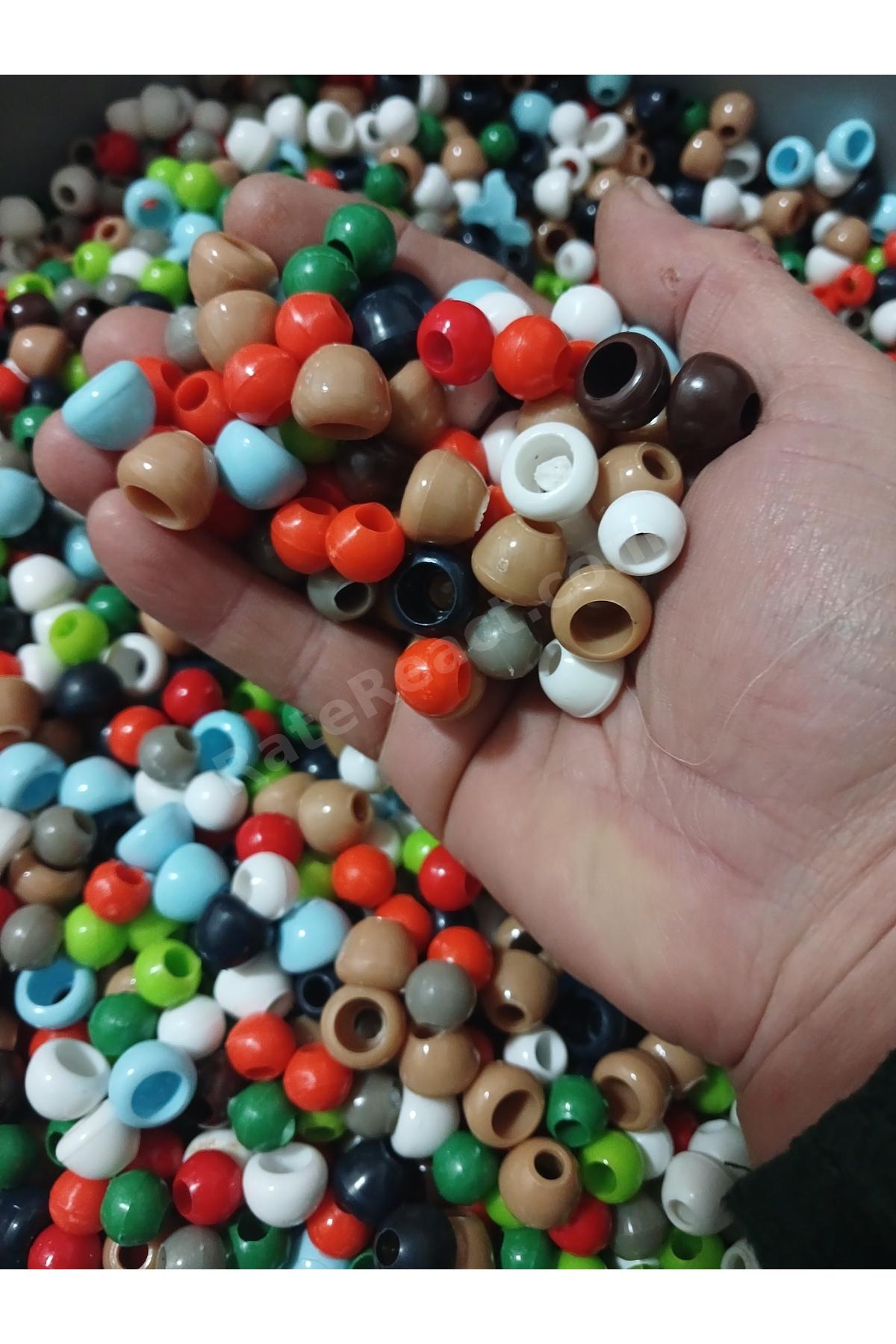 Boncuk 1 kg plastik makrome boncuklar ve kapak boncuklar karışık