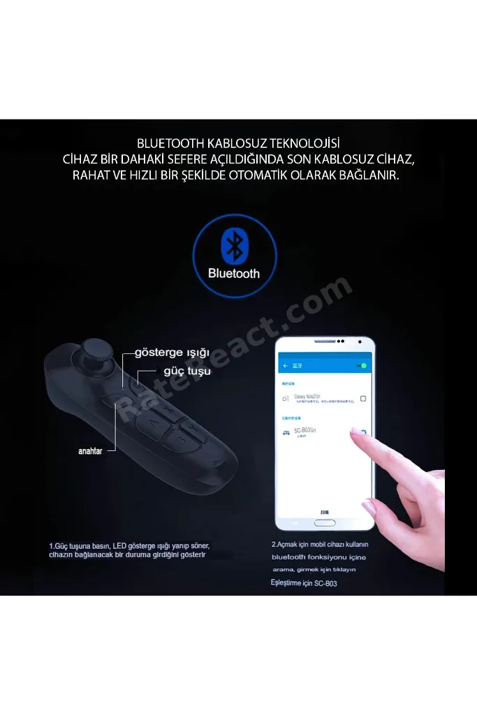 ILKESHOP New Shinecon SC-B03 Sanal Gerçeklik Gözlüğü Kumandası (110947) - Siyah