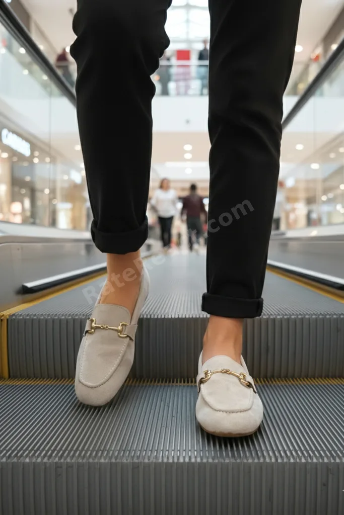 Kadın Bej Günlük İthal Süet Tokalı Loafer Casual Ortopedik Hafif Esnek Rahat Şık Kadın Ayakkabı