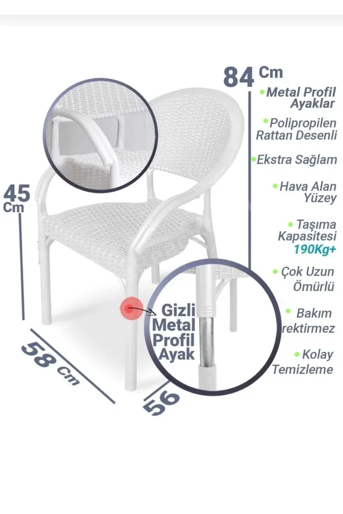 Bambu Rattan Kollu Sandalye Koltuk