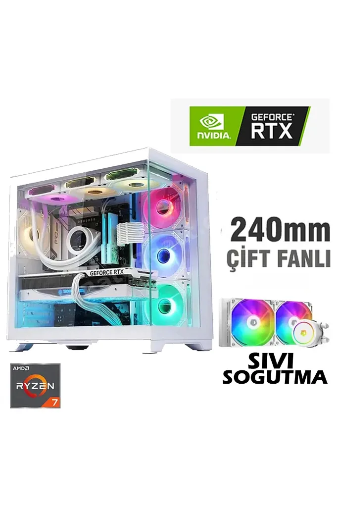 N320 Windows 11 Ryzen 7 5700,32GB DDR4 RAM,1TB M.2,8GB RTX5060,sıvı Soğutmalı Oyuncu Bilgisayarı