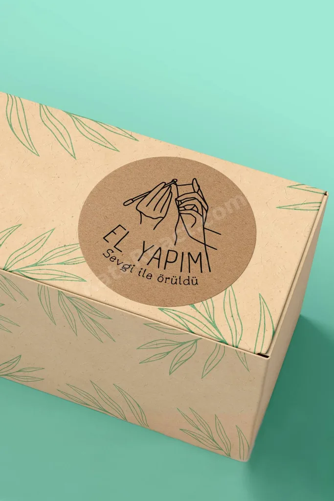 Sticker Kraft Görünümlü El Yapımı Yazılı Paketleme Kargo Etiketi - 3x3cm 90 Adet - ST2285
