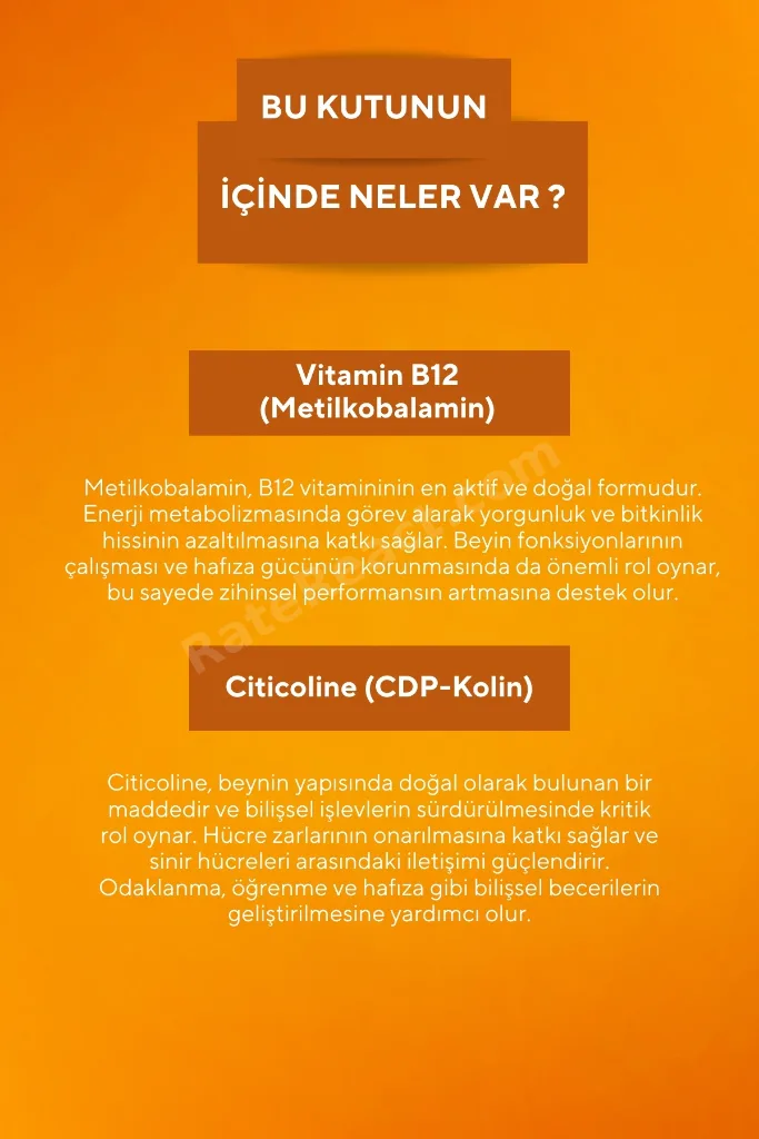 Vitamin B12 Plus Dil Altı Tablet Metyhcobalamin, Sitikolin 60 Tablet