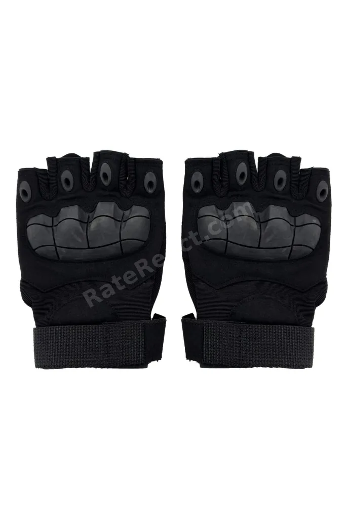 Siyah Kısa Kemikli Taktik Eldiven - Yarım Parmak Tactical Eldiven