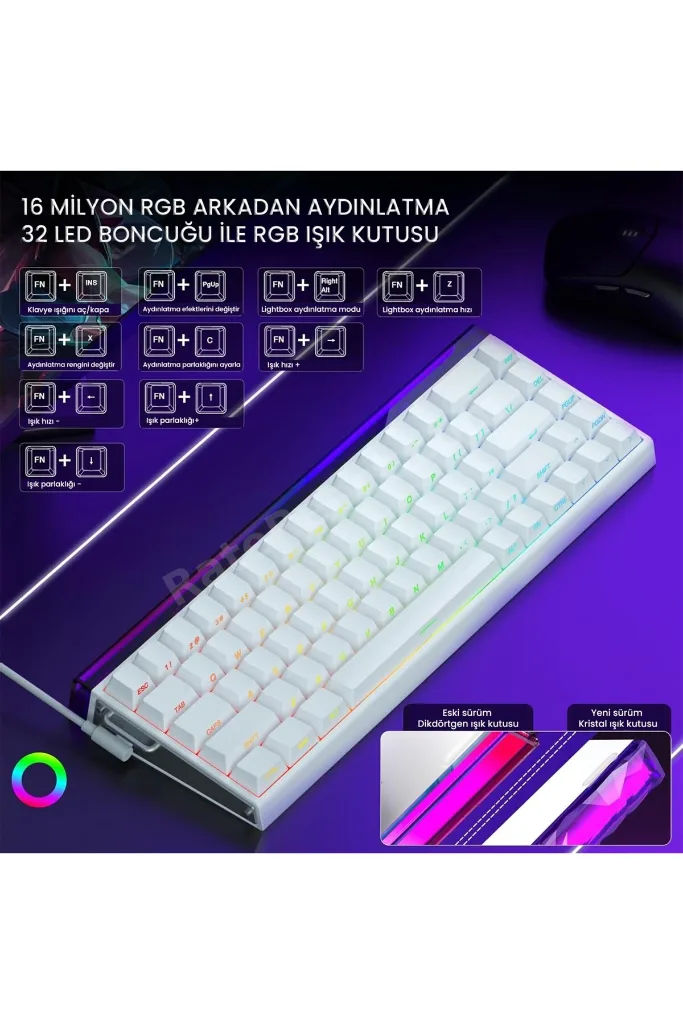 Hero 68 HE Manyetik Klavye Rapid Trigger Meteor Switch 8000Hz RGB Neon TKL Hot Swap Oyuncu Klav