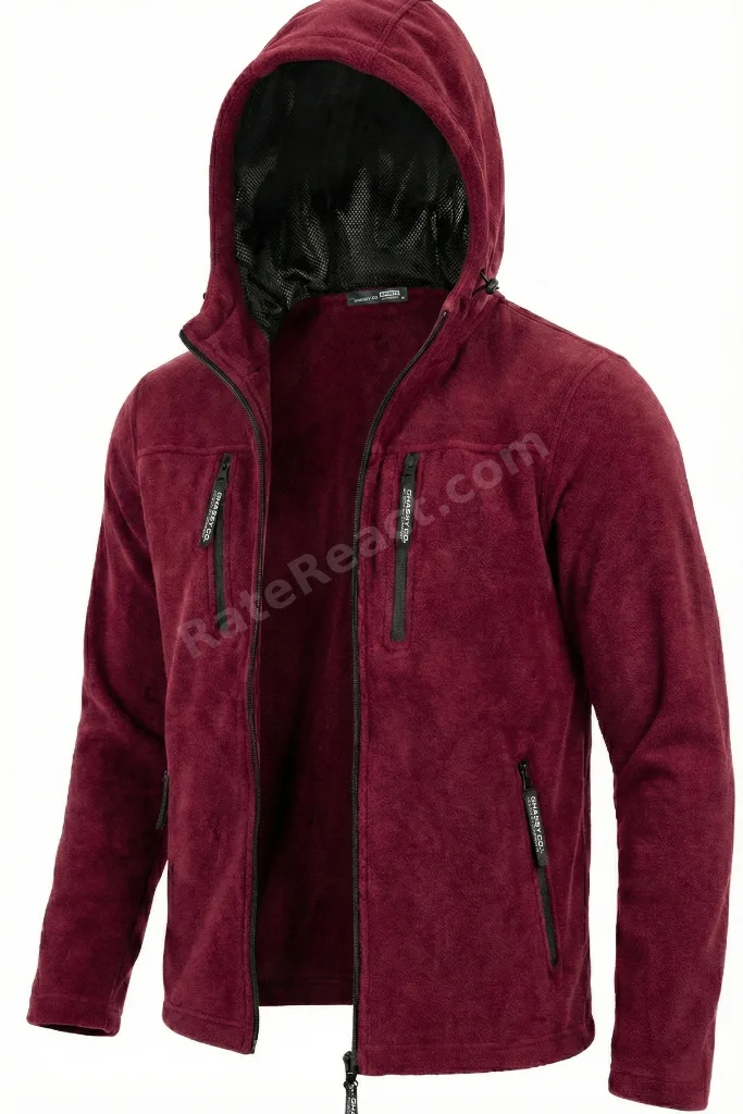 Erkek Bordo Army Tactical  Polar Kapüşonlu Ceket