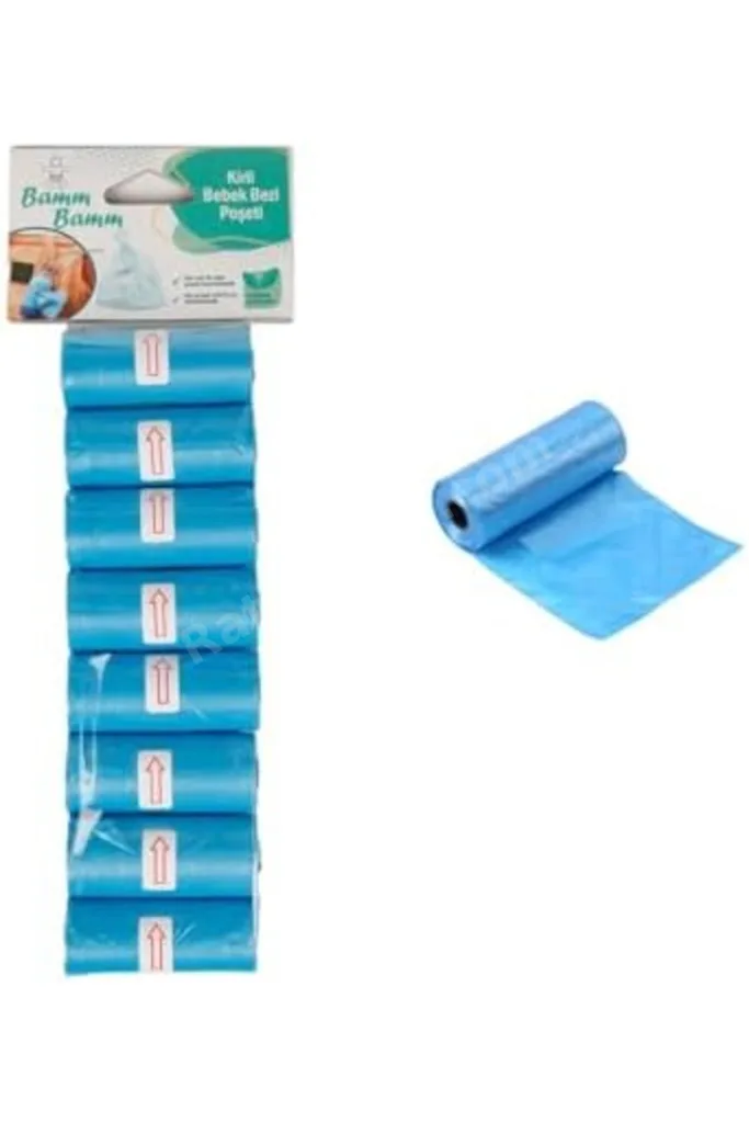 TTKTEKNOLOJİ Bamm Bamm Kirli Bebek Bezi Poşeti Çanta Boy Mavi 8 Rulo (120 Adet) TTKTEKNOLOJİ 2026 39