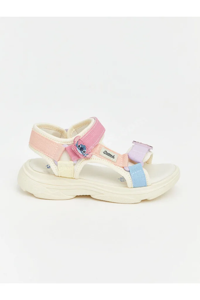 GÜLİS GİYİM'DEN Pembe Lilo ve Stitch Baskılı Kız Bebek Sandalet