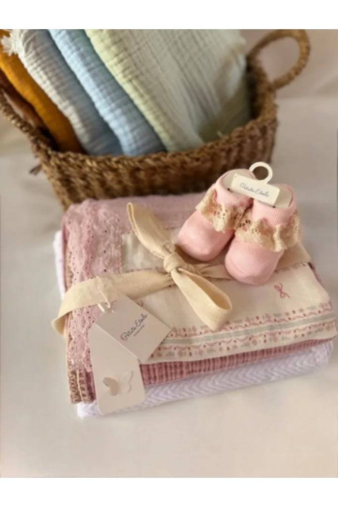 Organik 3 lü Set Müslin Örtü ve Pike