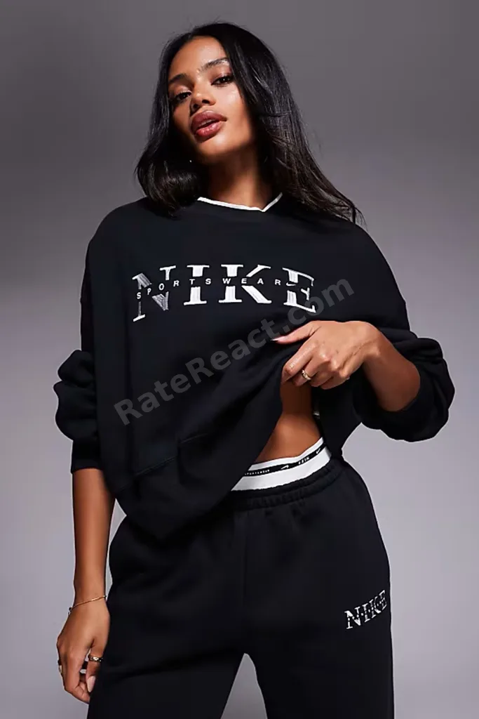 Phoenix Fleece Crew Oversize Womens Sweatshirt Bol Kesim Bisiklet Yaka Kadın Sweatshirt Siyah