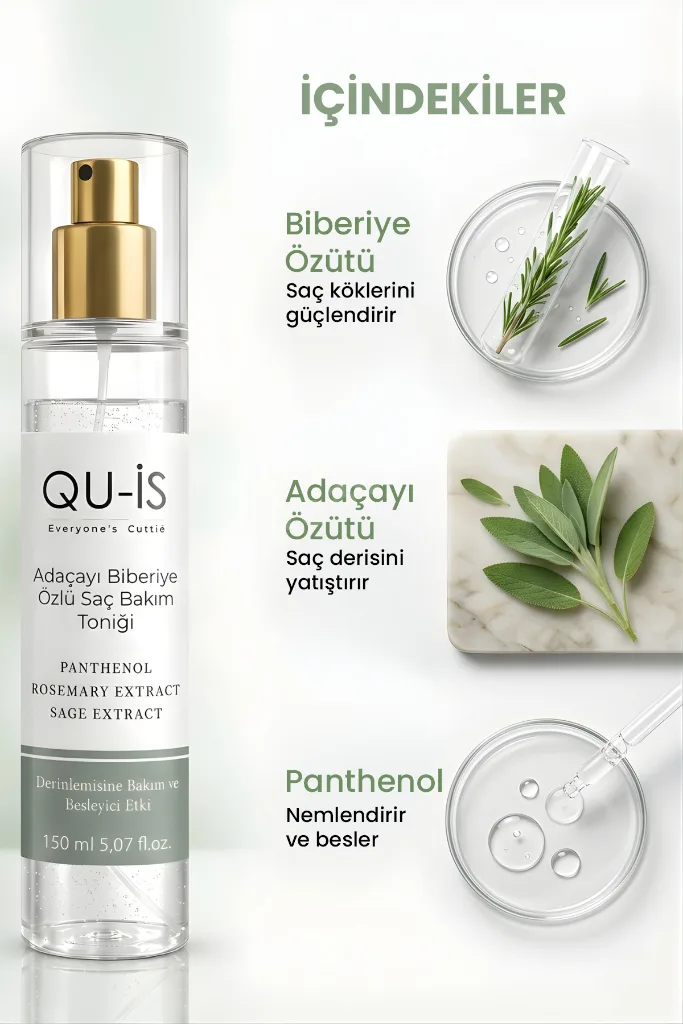 Adaçayı ve Biberiye Özlü Saç Bakım Toniği 150 ml - ( Biotin & Niacinamide , Dökülme Karşıtı )