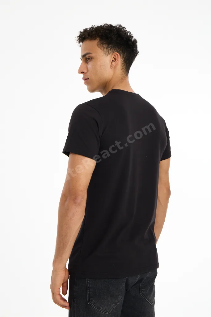 MÅNSKEN YÜKSEK İSVEÇ KALİTESİ Regular Kesim %100 Pamuk Siyah Bisiklet Yaka Premium Tişört / T-Shirt