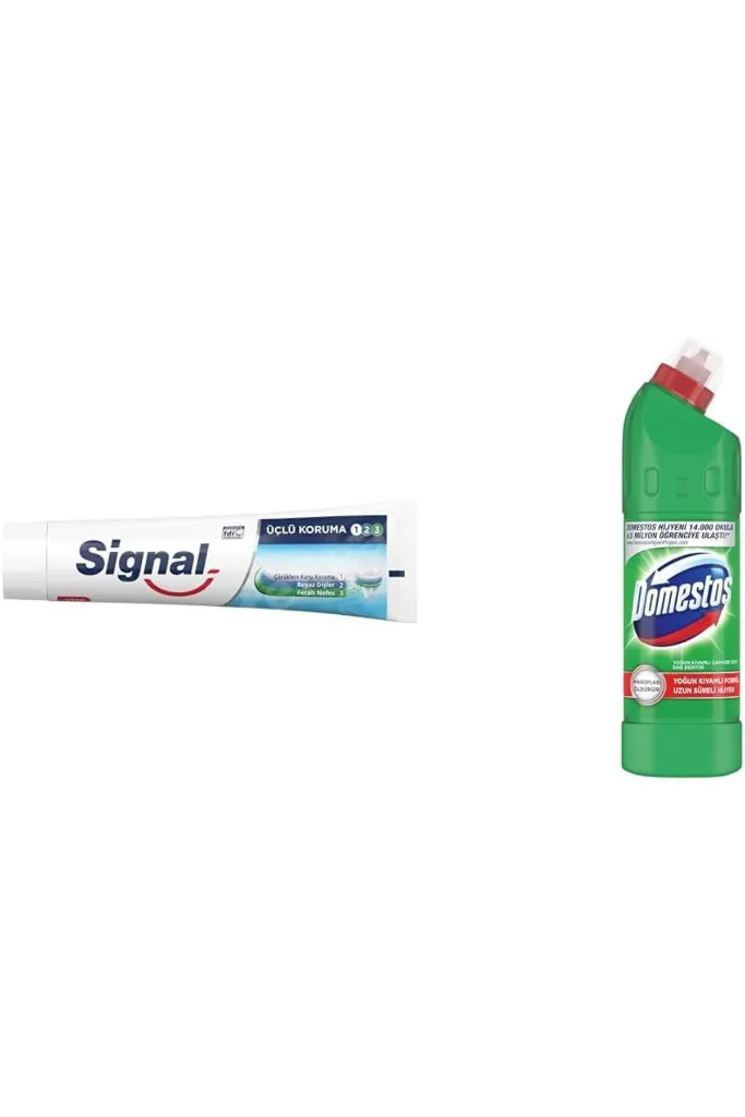 TTKTEKNOLOJİ Signal Diş Macunu Üçlü Koruma, 120 ml(1) Domestos Yoğun Kıvamlı Çamaşır Suyu Maksimum H