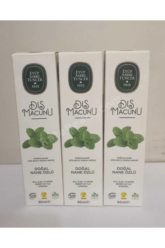 Doğal Nane Özlü Diş Macunu 90 ml-3 Adet- Dişlerin Doğal Beyazlığını Korumaya Yardımcı Olur.