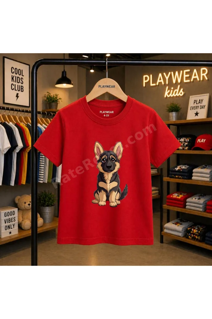 K 9 Baskılı %100 Çocuk unisex T-shirt 5 6 -7 8-9 10 -11 12 yaş