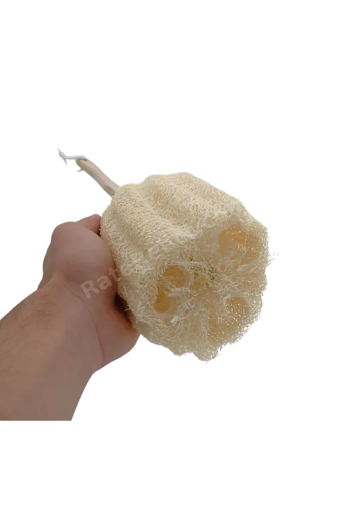 Doğal Kabak Lifi Tahta Saplı - Hamam Vücut Fırçası Selülit Karşıtı Banyo Lifi Peeling Doğal El Yapımı