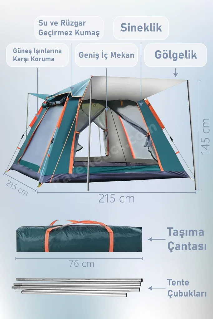 Kamp Seti 4 Kişilik Kamp Çadırı Çift Kişilik Yatak Yastık Pompa