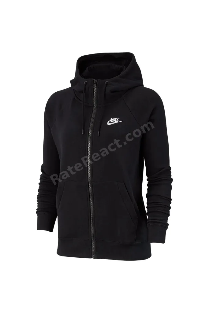Sportswear Full Zip Black Hoodie Fermuarlı Kapüşonlu Sweatshirt Siyah